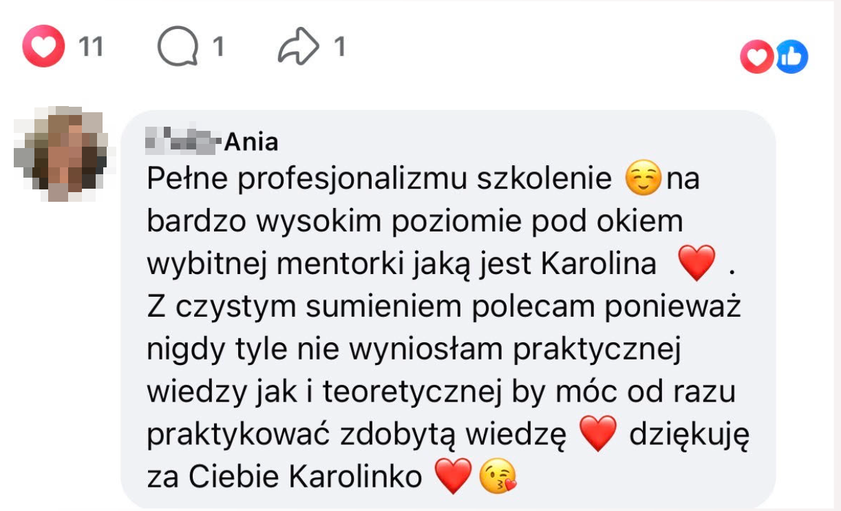Wiadomość od uczestniczki programu Szkoła Masażu Online