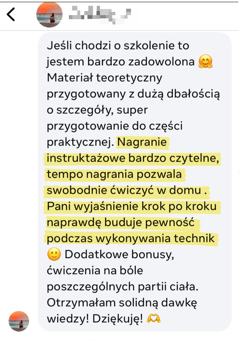 Opinia kursantki Szkoły Masażu Online Karoliny Bartak